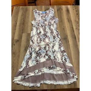 Simply Vera Vera Wang Dress, Women's Size Large, Blue Brown, Maxi, V-neck